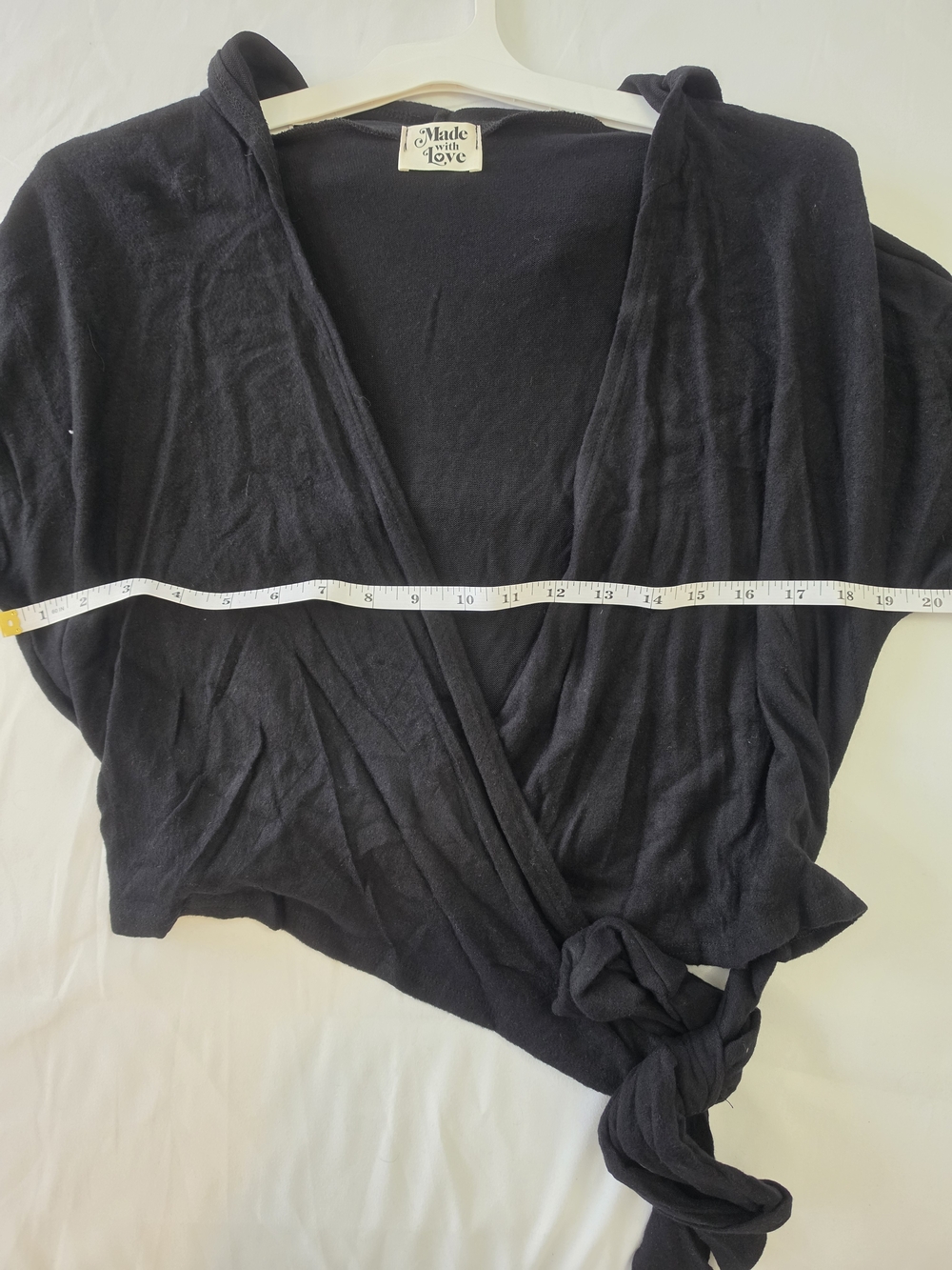 Boutique Made With Love Black Wrap-Front Hooded Crop Top - Picture 4 of 5